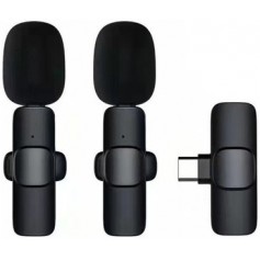 Microfono Corbatero Doble Inalambrico Periodista Streaming Android Type-C Tipo-C USB-C K9