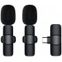 Microfono Corbatero Doble Inalambrico Periodista Streaming Android Type-C Tipo-C USB-C K9