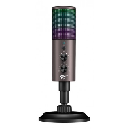 Microfono Gamer Para PC Con Luz RGB Streaming Podcast Cardioide Cancelacion De Sonido Ambiental Havit GK61