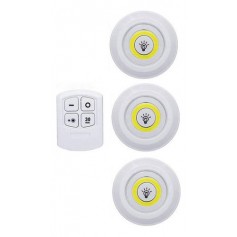 Kit Aplique 3 Luces Led Inalámbricas A Pilas Control Remoto AV24786