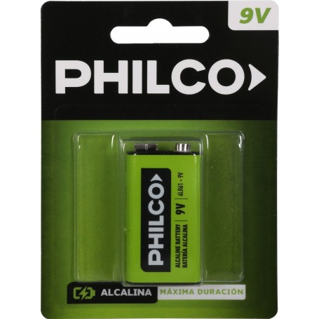 Pila Bateria Philco Alcalina 9V 6LR61 Rectangular