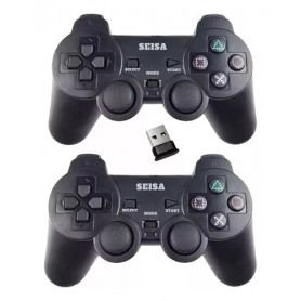 Kit X2 Joystick Inalambrico A Pila Receptor Usb Pc Consolas Stick
