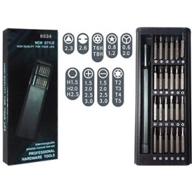 Kit Destornillador 24 Piezas Para Celulares Electronica 6024