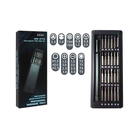 Kit Destornillador 24 Piezas Para Celulares Electronica 6024