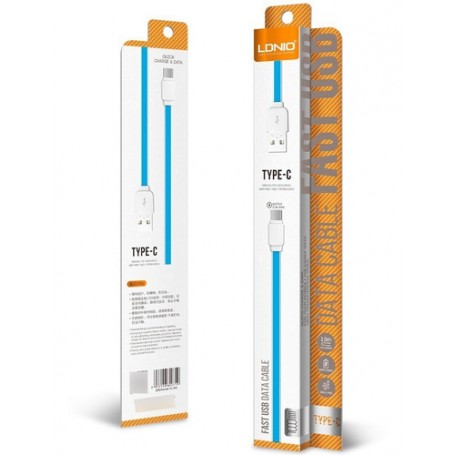 Cable De Carga & Datos USB-C Tipo-C Type-C Plano LDNIO XS-07C 1mt