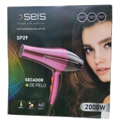 Secador De Pelo Seis SP29 Profesional 2000W 2 Velocidades Con Difusor