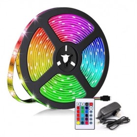 Tira De Led 5050 RGB Con Fuente & Control Ibek 5mts
