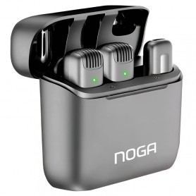 Microfono Corbatero Inalambrico Doble Periodista Streaming Android Type-C Tipo-C USB-C Noga NG-MI11S