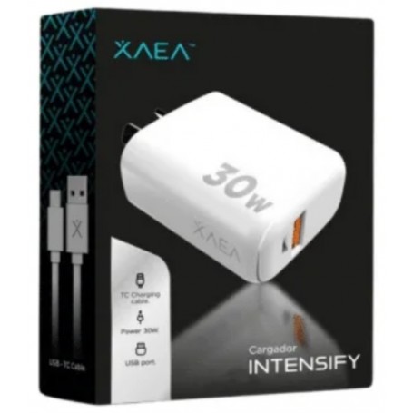 Cargador Cabezal 1 Puerto USB 1 Puerto USB-C 30w Con Cable USB-C Tipo-C Type-C Intensify XAEA Mod600