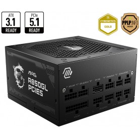 Fuente MSI Mag A850GL 850W 80 Plus Gold Full Modular PCIE 5.1 ATX 3.1