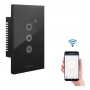 Tecla De Pared Smart Wifi Tactil Macroled Negro 3 Canales Con Capacitor Corriente Nominal 10a