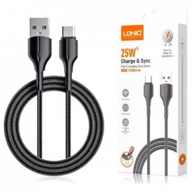 Cable De Carga & Datos USB-C Tipo-C Type-C LDNIO LS852 25W 1mt Compatible Con Carga Rapida