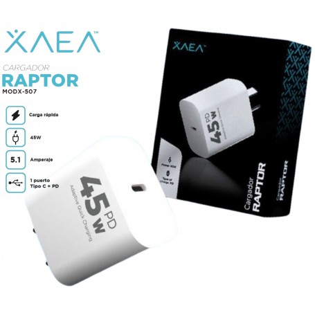 Cargador Carga Rapida XAEA MODX-507 45W Entrada USB-C Type-C Tipo-C