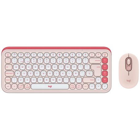 Mouse & Teclado Inalambrico Bluetooth Logitech Pop Icon Combo Color Rosa & Blanco
