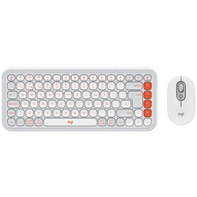 Mouse & Teclado Inalambrico Bluetooth Logitech Pop Icon Combo Color Naranja & Blanco