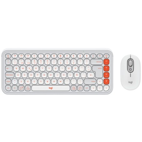Mouse & Teclado Inalambrico Bluetooth Logitech Pop Icon Combo Color Naranja & Blanco