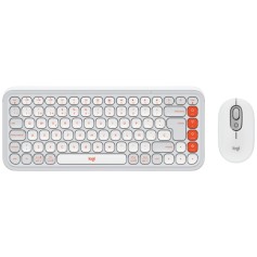 Mouse & Teclado Inalambrico Bluetooth Logitech Pop Icon Combo Color Naranja & Blanco