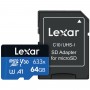 Tarjeta De Memoria Micro SD Lexar 64GB 633X microSDXC UHS-I Clase 10 4K UHD A1 100mb/s LSDMI64GBBNL633A