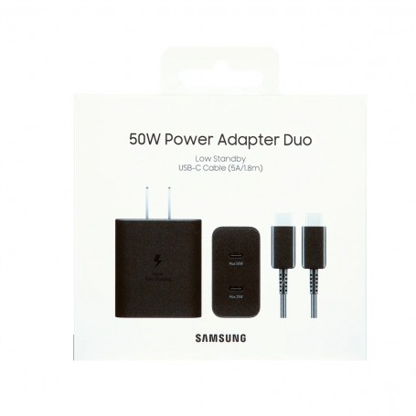 Combo Cargador Con Cable Samsung Original Adaptador De Carga 50W Dual Usb C Type C Super Rapido Super Fast Charging