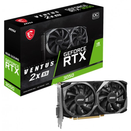 Placa De Video Nvidia MSI GeForce RTX 3050 Ventus 2X XS OC 8GB VRAM GDDR6 DP Display Port x1 HDMI x1 DL-DVI-D x1