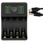 Cargador De Pilas Recargables Carga 4 Pilas AA AAA Con Display Puerto USB-C Type-C Tipo-C C704A3L SEFE-407-3B