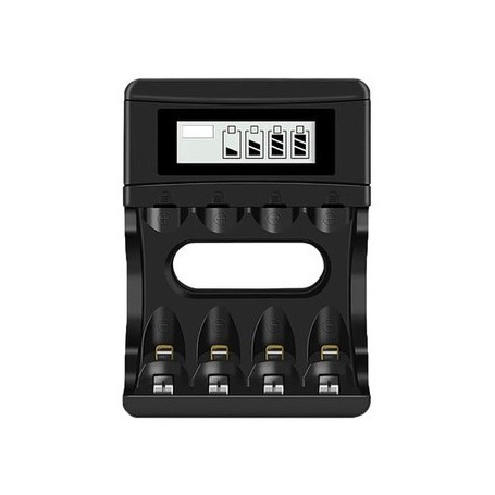 Cargador De Pilas Recargables Carga 4 Pilas AA AAA Con Display Puerto USB-C Type-C Tipo-C SEFE-407-4A