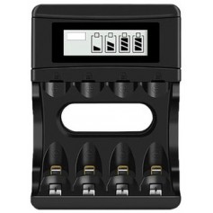 Cargador De Pilas Recargables Carga 4 Pilas AA AAA Con Display Puerto USB-C Type-C Tipo-C SEFE-407-4A