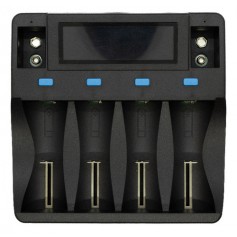 Cargador De Pilas Recargables Carga 4 Pilas AA AAA Y 2 Pilas Baterias 9V Con Display Puerto USB-C Type-C Tipo-C SEFE-407-BL4BD