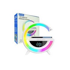 Velador Lampara G Parlante Bluetooth Con Luz Led Rgb Reloj Cargador QI Inalambrico BT3401