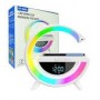 Velador Lampara G Parlante Bluetooth Con Luz Led Rgb Reloj Cargador QI Inalambrico BT3401