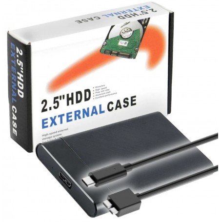 Carry Disk Case Estuche Para Discos Rigidos 2.5 HDD SSD USB 3.0 A USB-C Type-C Tipo-C Aluminio