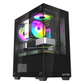 Gabinete Gamer RGB Vidrio Templado Mid-Tower 3 Coolers Raptor Nova Prime TG x2