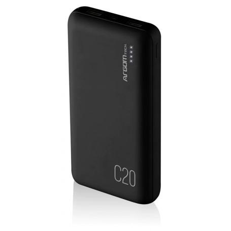 Power Bank Cargador Portatil Argomtech 20000mAh Conexion USB-C PD 2 Puertos USB-A