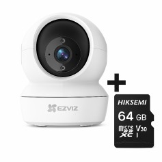 Camara De Seguridad IP Wifi Interior Domo Ezviz H6C Motorizada 360° + Memoria Micro Sd Hiksemi 64gb