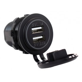 Cargador Toma Usb Doble Para Embutir Auto 12/24v 2.1a Negro
