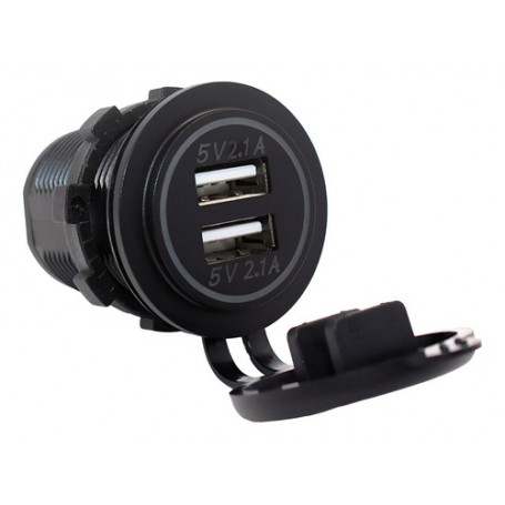 Cargador Toma Usb Doble Para Embutir Auto 12/24v 2.1a Negro