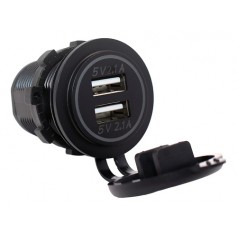 Cargador Toma Usb Doble Para Embutir Auto 12/24v 2.1a Negro