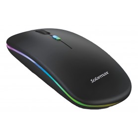 Mouse Inalambrico 2.4GHz Bluetooth Recargable Solarmax WM302B Negro