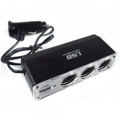 Duplicador Ficha Encendedor 12V Con Cable 3Tomas Y 1 Usb 1Amp Wf01220 Seisa