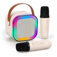 Parlante Portatil Karaoke Con Doble Microfono Inalambrico Conexion USB-C Tarjeta Micro SD Mini Plug
