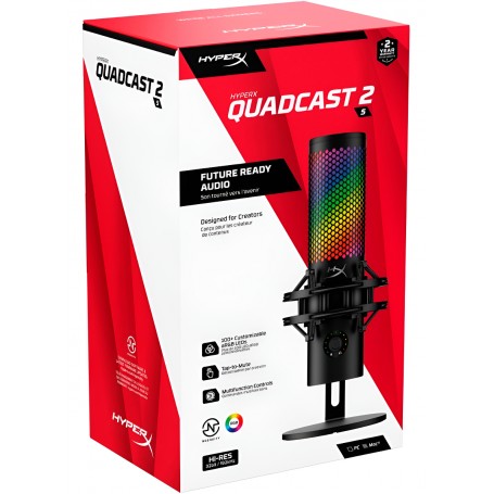 Microfono Gamer Condensador Hyperx Quadcast S Led Rgb Tactil Streaming Pc