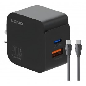 Cargador Cabezal Ldnio Q111 USB-A USB-C Tipo-C 20W Con Cable USB-C A USB-C