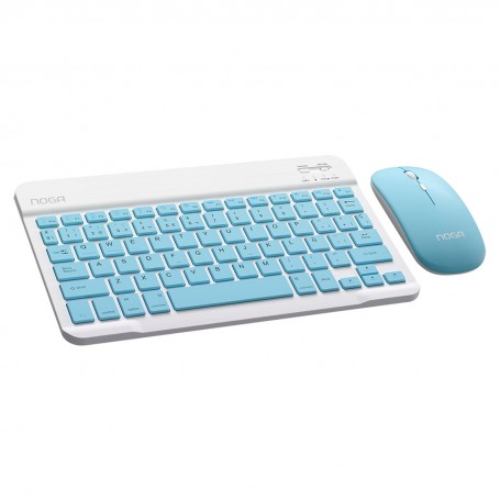 Combo Teclado & Mouse Inalambrico Slim Noga S5900 Celeste