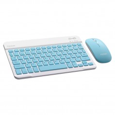 Combo Teclado & Mouse Inalambrico Slim Noga S5900 Celeste