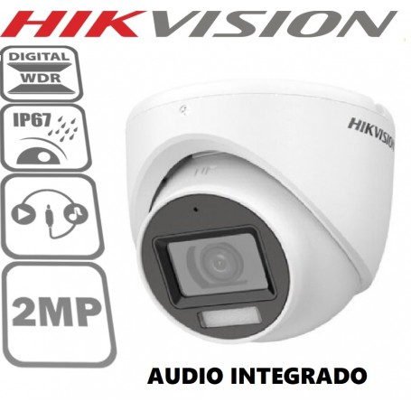 Camara De Seguridad Hikvision DS-76D0T-LMFS Domo Metalica IP67 1080P Audio Integrado & Vision Nocturna Dual Light 30mts