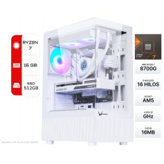 Pc Armada Gamer Ryzen 7 8700G SSD 512GB Memoria Ram DDR5 16GB Fuente Certificada 600W 80 Plus Bronce W11(No Incluye Coolers)