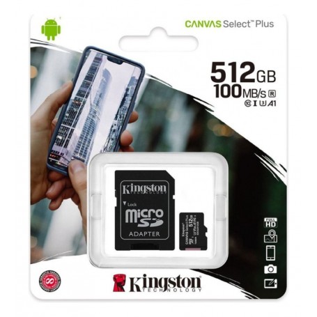 Memoria Micro Sd 512Gb Clase 10 Canvas Plus 100Mb/S Kingston U1