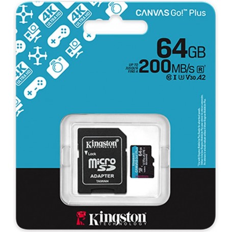 Memoria Micro SD Kingston 64Gb Clase 10 Canvas Go! Plus SDCG4 200mb/s