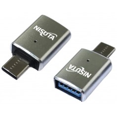 Adaptador OTG USB-C Type-C Tipo-C A USB Hembra Aluminio Nisuta NSADUCU30