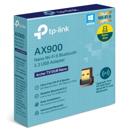 Placa De Red USB Wifi & Bluetooth 2 En 1 Para PC Notebook TP-Link AX900 Archer TX10UB Nano Doble Banda 2.4GHz 5GHz Wi-Fi 6